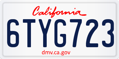 CA license plate 6TYG723