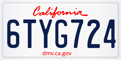 CA license plate 6TYG724