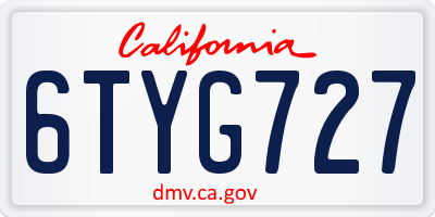 CA license plate 6TYG727