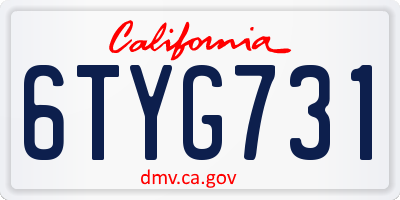 CA license plate 6TYG731