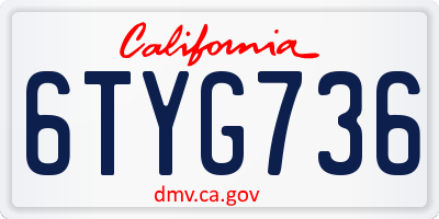 CA license plate 6TYG736