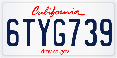CA license plate 6TYG739