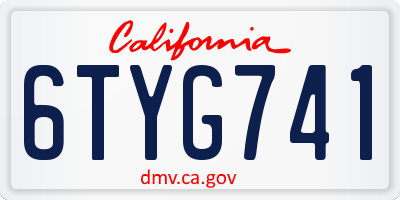 CA license plate 6TYG741
