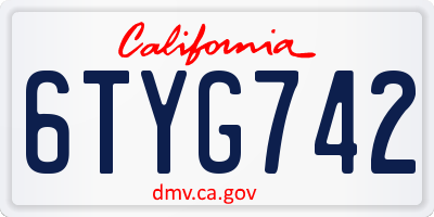 CA license plate 6TYG742