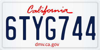 CA license plate 6TYG744