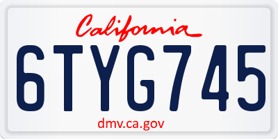 CA license plate 6TYG745