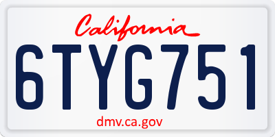 CA license plate 6TYG751