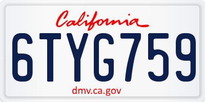 CA license plate 6TYG759