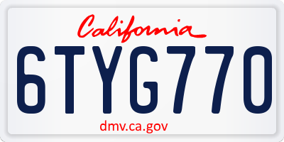 CA license plate 6TYG770