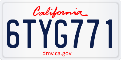 CA license plate 6TYG771
