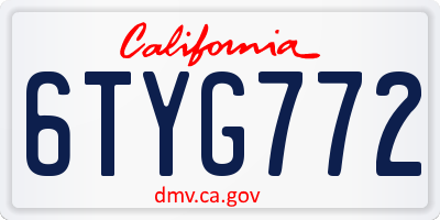 CA license plate 6TYG772