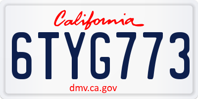 CA license plate 6TYG773
