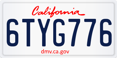 CA license plate 6TYG776