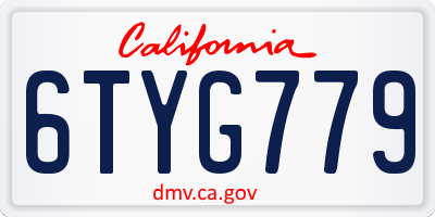 CA license plate 6TYG779