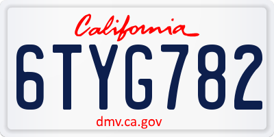 CA license plate 6TYG782