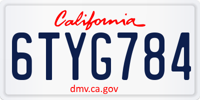 CA license plate 6TYG784
