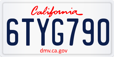CA license plate 6TYG790
