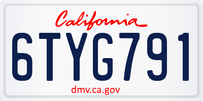 CA license plate 6TYG791