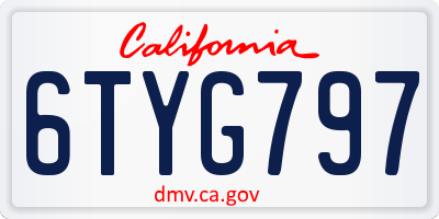 CA license plate 6TYG797