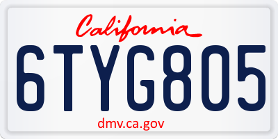 CA license plate 6TYG805