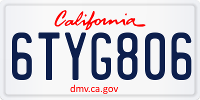 CA license plate 6TYG806