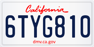 CA license plate 6TYG810