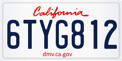 CA license plate 6TYG812