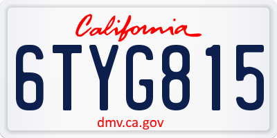 CA license plate 6TYG815
