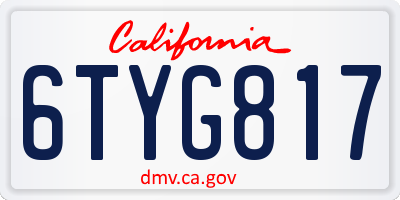 CA license plate 6TYG817