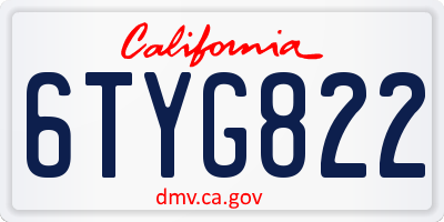 CA license plate 6TYG822