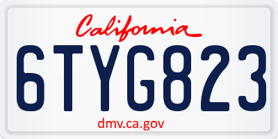 CA license plate 6TYG823