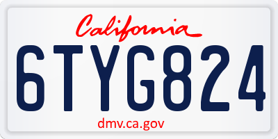 CA license plate 6TYG824
