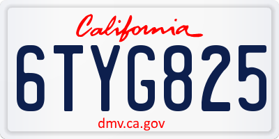 CA license plate 6TYG825
