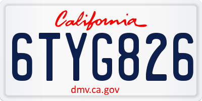 CA license plate 6TYG826