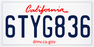 CA license plate 6TYG836