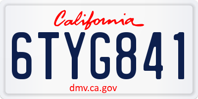 CA license plate 6TYG841