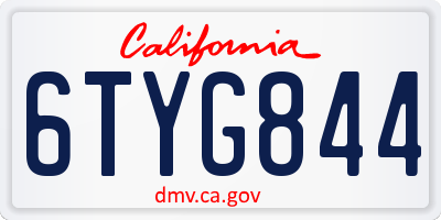 CA license plate 6TYG844