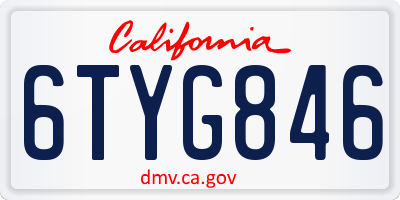 CA license plate 6TYG846