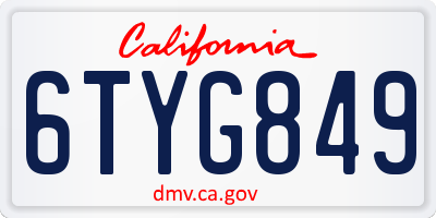 CA license plate 6TYG849