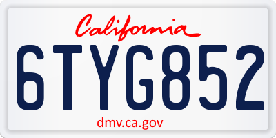 CA license plate 6TYG852