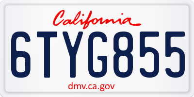 CA license plate 6TYG855