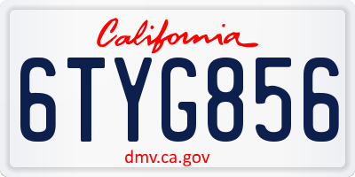 CA license plate 6TYG856