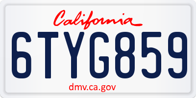 CA license plate 6TYG859