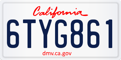 CA license plate 6TYG861