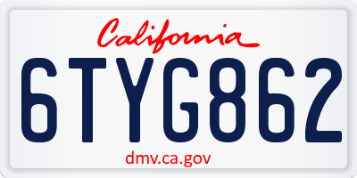 CA license plate 6TYG862