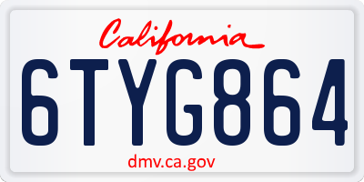 CA license plate 6TYG864