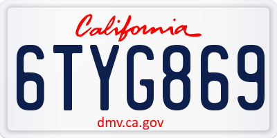 CA license plate 6TYG869