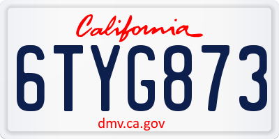 CA license plate 6TYG873