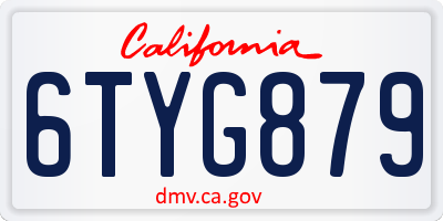 CA license plate 6TYG879