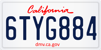 CA license plate 6TYG884